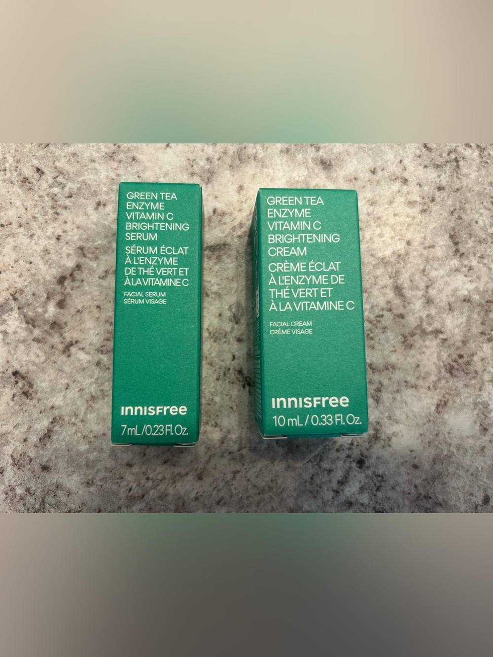 Innisfree Green Tea Enzyme Vitamin C Brightening Serum and Cream
